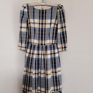 KRISSTEL Women's Plaid Long Sleeve Midi Length Dress